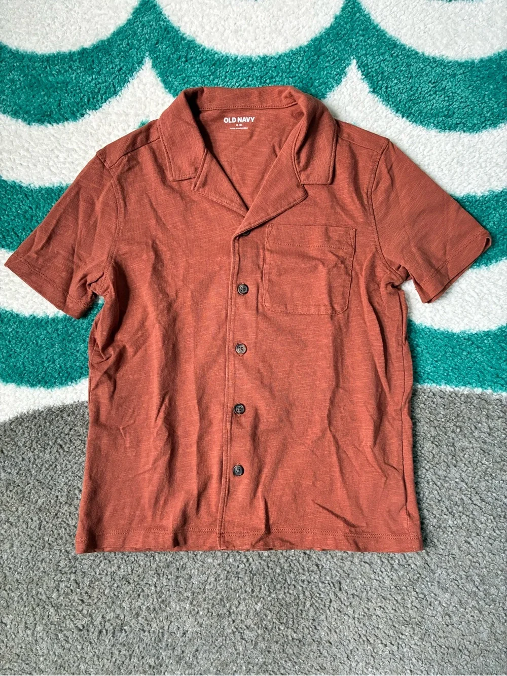 Old Navy Slub-Knit Camp Shirt (Cinnamon) Size M (8)